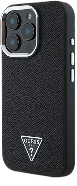 Etui Guess Hardcase Grained Triangle MagSafe do Apple iPhone 16 Pro Black (GUHMP16LPGTSPSK) - obraz 2