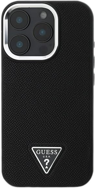 Панель Guess Hardcase Grained Triangle MagSafe для Apple iPhone 16 Pro Black (GUHMP16LPGTSPSK) - зображення 3