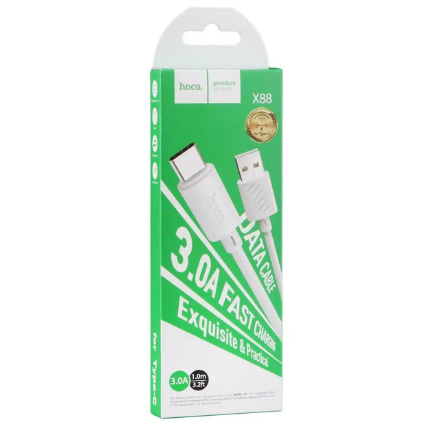 Кабель HOCO X88 Gratified charging data cable for Type-C white - изображение 2