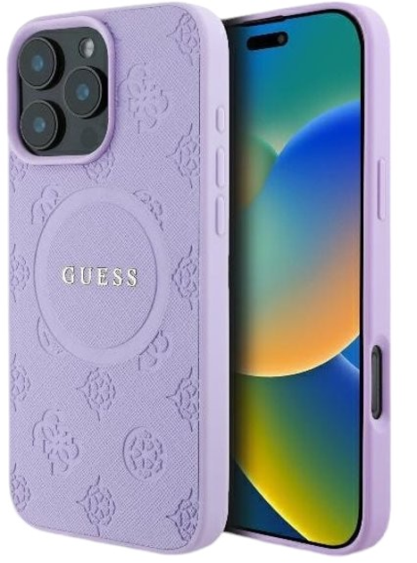 Etui Guess Hardcase Saffiano Peony Classic Logo MagSafe do Apple iPhone 16 Pro Purple (GUHMP16LPSAPSMEU) - obraz 1