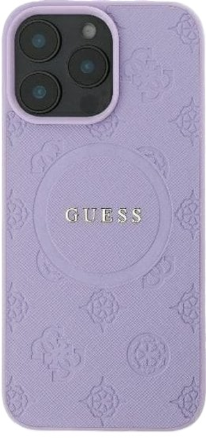 Etui Guess Hardcase Saffiano Peony Classic Logo MagSafe do Apple iPhone 16 Pro Purple (GUHMP16LPSAPSMEU) - obraz 2