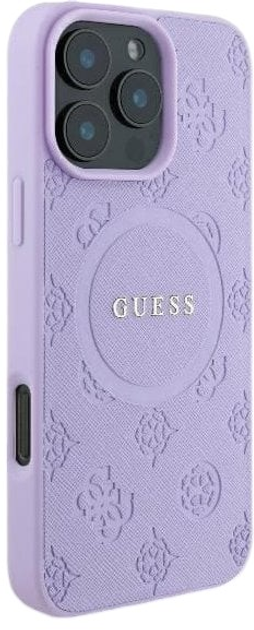 Etui Guess Hardcase Saffiano Peony Classic Logo MagSafe do Apple iPhone 16 Pro Purple (GUHMP16LPSAPSMEU) - obraz 3