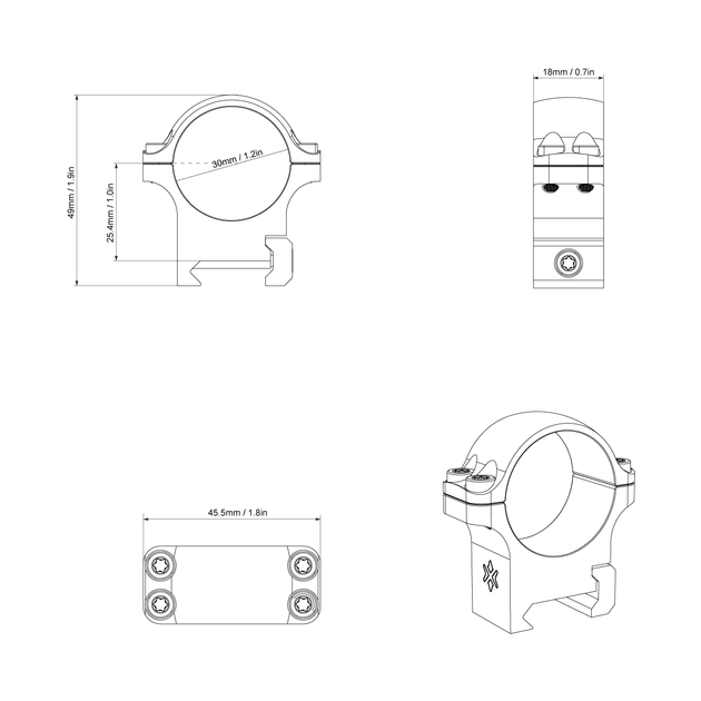 Кольца стальные Vector Optics 30 мм НИЗКИЕ XASR-S11 - изображение 2