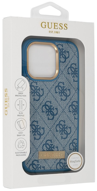 Панель Guess Hardcase 4G Logo Plate MagSafe для Apple iPhone 16 Pro Max Blue (GUHMP16XU4GPRB) - зображення 1