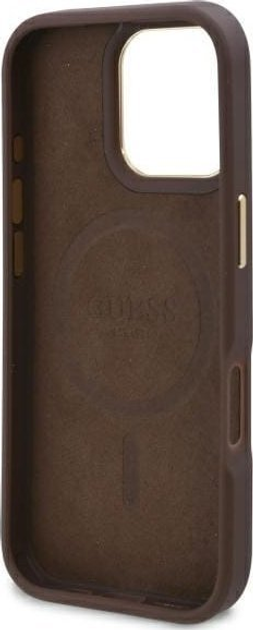 Etui Guess Hardcase 4G Logo Plate MagSafe MagSafe do Apple iPhone 16 Pro Brown (GUHMP16LU4GPRW) - obraz 7