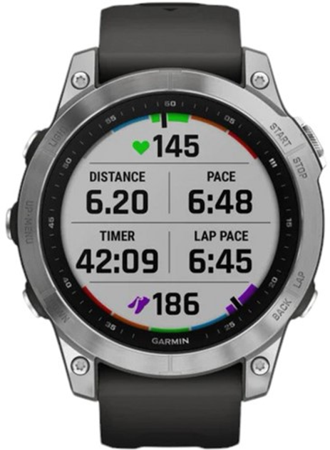 Спортивний годинник Garmin Fenix 7 47 mm Silver with Graphite Band (010-02540-01) - зображення 6