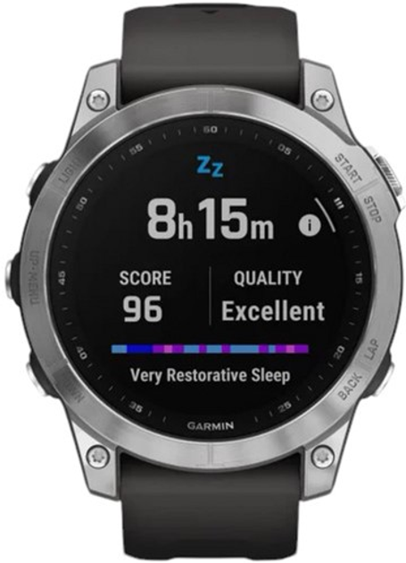 Спортивний годинник Garmin Fenix 7 47 mm Silver with Graphite Band (010-02540-01) - зображення 7