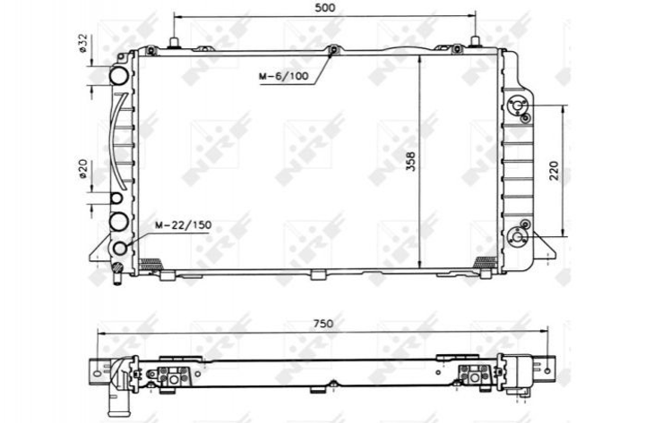 Радиатор охлаждения двигателя NRF 50528 Audi 80 8A0121251A - изображение 2