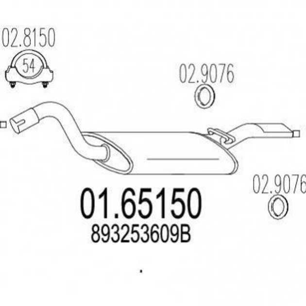 Глушник MTS 01.65150 Audi 80 893253609B - зображення 1