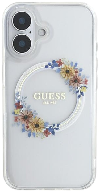 Панель Guess Hardcase IML Flowers Wreath MagSafe для Apple iPhone 16 Plus Transparent (GUHMP16MHFWFCT) - зображення 3