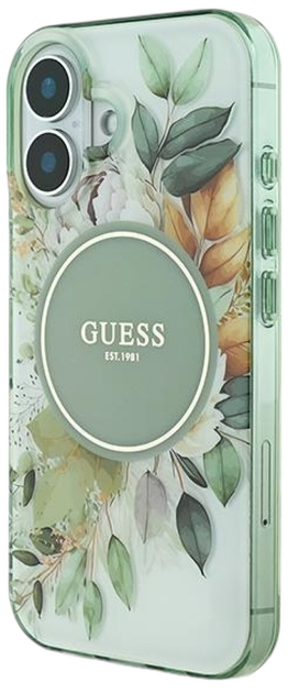 Панель Guess Hardcase IML Flower & Tonal Circle MagSafe для Apple iPhone 16 Plus Green (GUHMP16MHFWBDCEN) - зображення 2