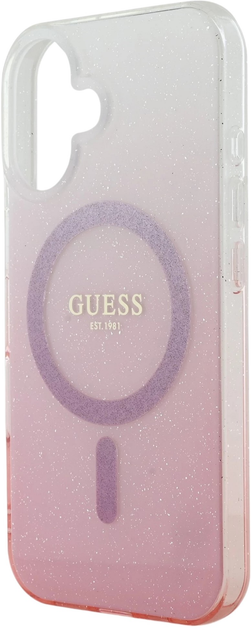Etui Guess Hardcase IML Glitter Gradient MagSafe do Apple iPhone 16 Plus Pink (GUHMP16MHGRCELP) - obraz 6