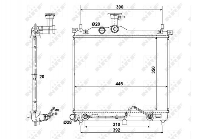 Радиатор охлаждения двигателя NRF 58425 Hyundai I10 253100X070, 253100X350, 253100X050 - изображение 2