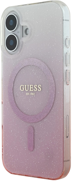 Etui Guess Hardcase IML Glitter Gradient MagSafe do Apple iPhone 16 Pink (GUHMP16SHGRCELP) - obraz 2