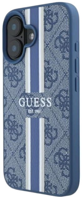 Панель Guess Hardcase 4G Printed Stripes MagSafe для Apple iPhone 16 Blue (GUHMP16SP4RPSB) - зображення 2