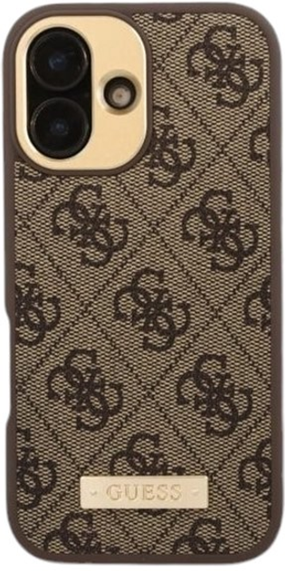 Etui Guess Hardcase 4G Logo Plate MagSafe do Apple iPhone 16 Brown (GUHMP16SU4GPRW) - obraz 3