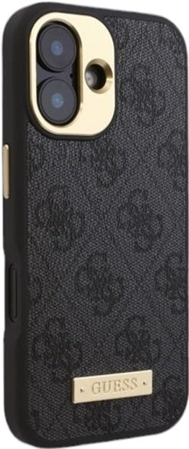 Etui Guess Hardcase 4G Logo Plate MagSafe do Apple iPhone 16 Black (GUHMP16SU4GPRK) - obraz 4