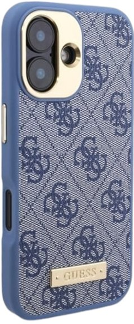 Etui Guess Hardcase 4G Logo Plate MagSafe do Apple iPhone 16 Blue (GUHMP16SU4GPRB) - obraz 4