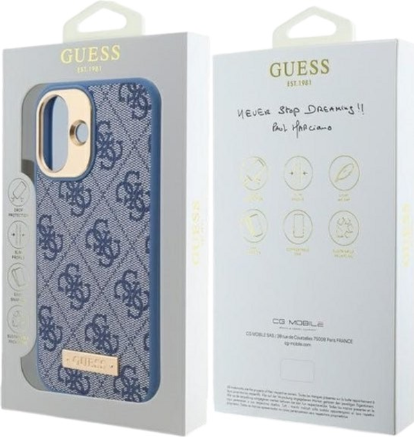 Etui Guess Hardcase 4G Logo Plate MagSafe do Apple iPhone 16 Blue (GUHMP16SU4GPRB) - obraz 8