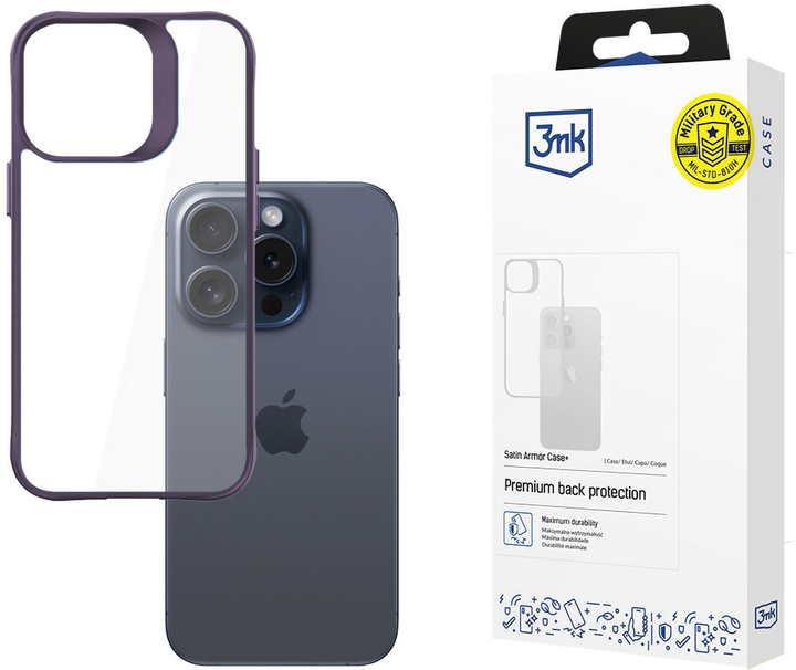 Панель 3MK Satin Armor Case+ для Apple iPhone 15 Pro Purple (5903108592802) - зображення 1