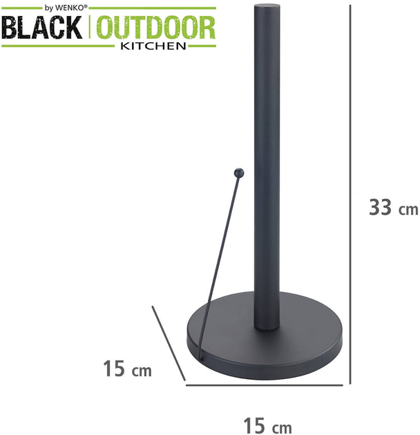 Тримач для паперових рушників Wenko Outdoor Clayton 15 x 33 см Чорний (4008838371305) - зображення 5