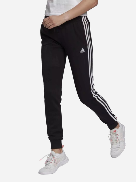 Spodnie sportowe damskie ze ściągaczem adidas W 3S FT C PT M Czarne (4064044845153) - obraz 1