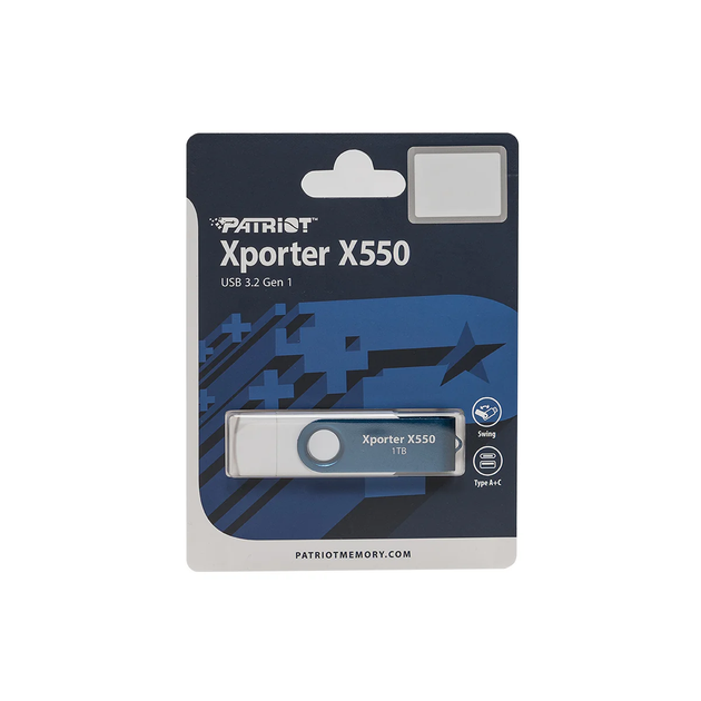 Флеш-накопичувач Patriot USB 3.2 Gen 1 Xporter X550 1TB Type-A+C (PS1TX550AAD) - изображение 2