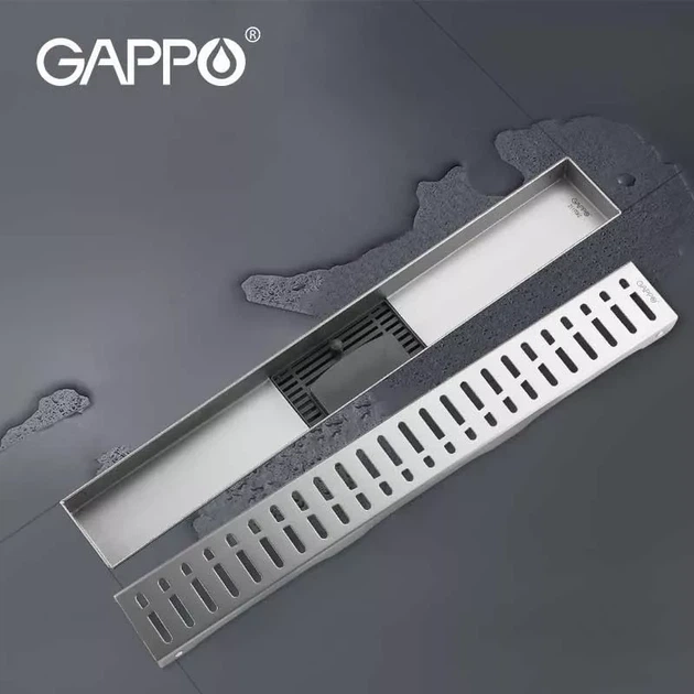Трап для душа линейный GAPPO G85007-3 нержавеющая сталь 70x500 мм с решеткой (G85007-3) - изображение 2