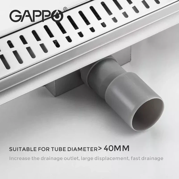 Трап для душа линейный GAPPO G85007-3 нержавеющая сталь 70x500 мм с решеткой (G85007-3) - изображение 3