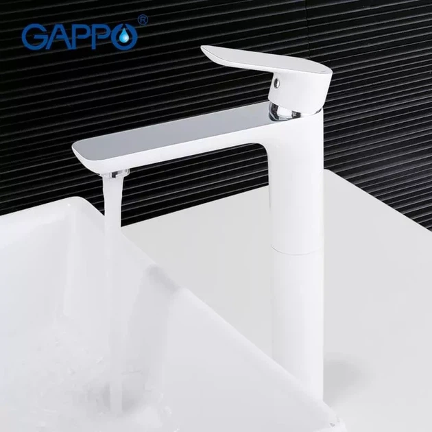 Змішувач для раковини високий GAPPO G1048-2 білий/хром - зображення 3