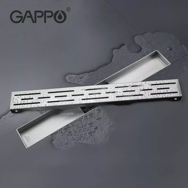 Трап для душа линейный GAPPO G85007-1 нержавеющая сталь 70x500 мм с решеткой (G85007-1) - изображение 2