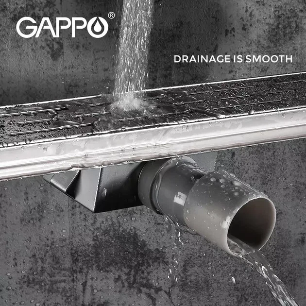 Трап для душа линейный GAPPO G85007-1 нержавеющая сталь 70x500 мм с решеткой (G85007-1) - изображение 3