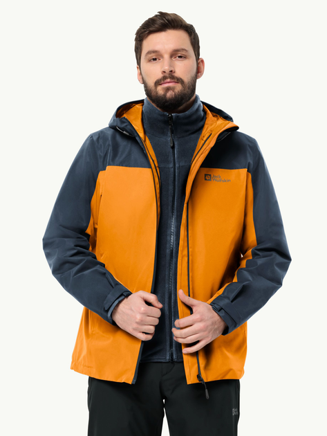 Куртка демісезонна з капюшоном чоловіча Jack Wolfskin Taubenberg 3In1 Jkt M 1115311_M0043 2XL Помаранчевий/Темно-синій (4064886310635) - зображення 1