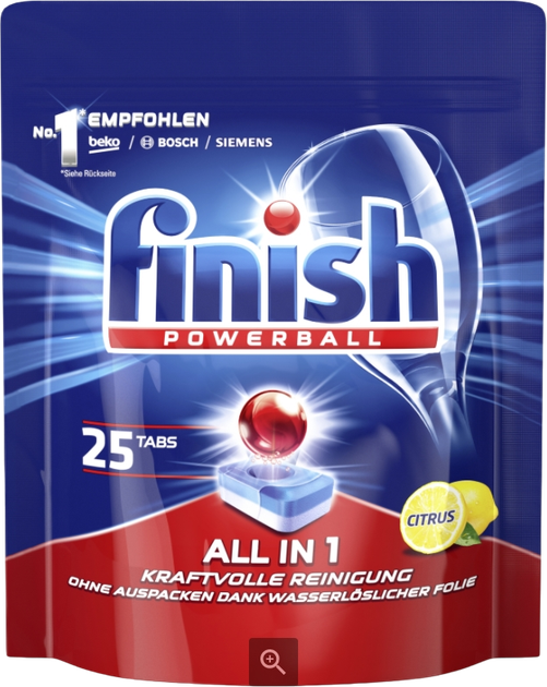 Tabletki do zmywarek Finish All in 1 25 szt (4002448143208) - obraz 1