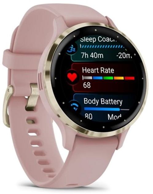Smartwatch Garmin Venu 3S Soft Gold Stainless Steel Bezel with Dust Rose Case and Silicone Band (010-02785-03) - obraz 3
