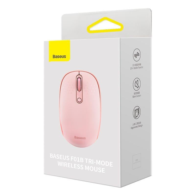 Мышь Baseus F01B Tri-Mode Wireless Mouse |2.4G/BT5.0+BT3.0, 800-1200-1600dpi, 1хАА | pink - изображение 7