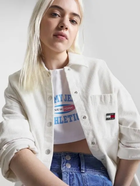 Koszula damska sztruksowa Tommy Jeans DW0DW15916-YBH M Biała (8720644424971) - obraz 6