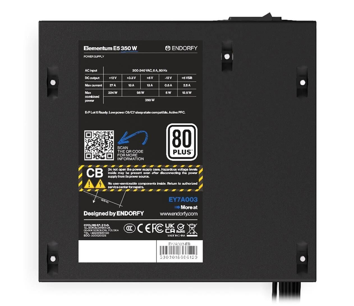 Блок питания ENDORFY Elementum E5 350W 80 Plus (EY7A003) EU - изображение 4