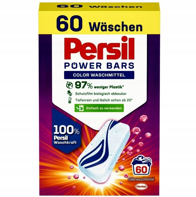 Капсули для прання Persil Power Bars для кольорових речей 60 шт (4015200030548) - зображення 1