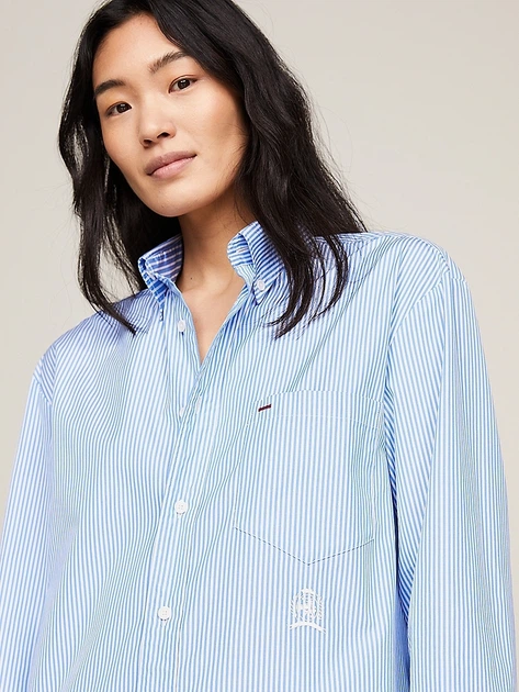 Сорочка жіноча Tommy Hilfiger thww0ww41675ybl XL Блакитна (8720646877645) - зображення 5