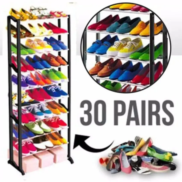 Полиця для взуття на 30 пар Amazing Shoe Rack чорна - Фото 1 Полиця для взуття на 30 пар Amazing Shoe Rack чорна - зображення 1