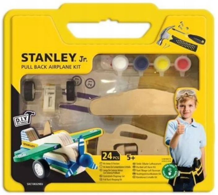 Zestaw konstrukcyjny drewniany Stanley Jr Samolot z napędem 24 elementy (7290014259966) - obraz 12