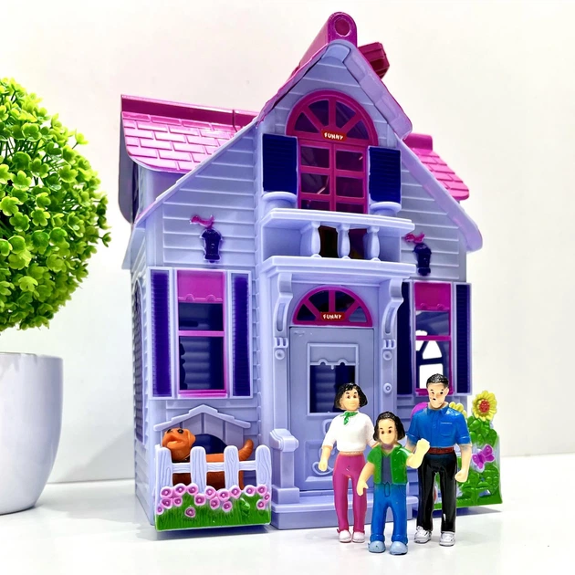 Домик кукольный Limo Toy с фигурками раскладной Лиловый (F611) - изображение 3