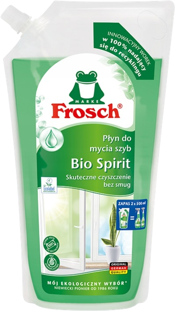 Płyn do mycia szyb Frosch Bio Spirit blok wymienny 1 l (4009175958365) - obraz 1