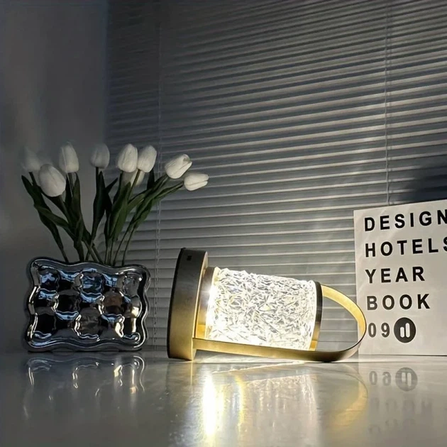 Портативная металлическая настольная LED лампа D15 с аккумулятором и сенсорным управлением - изображение 6