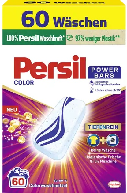 Tabletki do prania Persil Power Bars do kolorowych ubrań 60 szt (4015200031590) - obraz 1