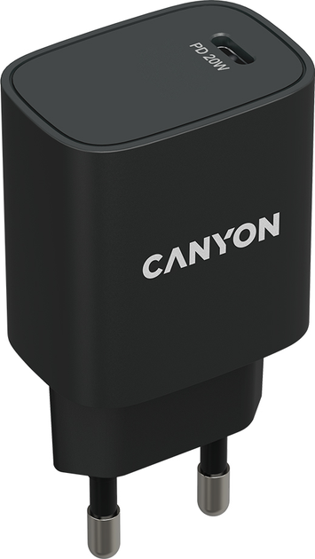 Мережевий зарядний пристрій Canyon H-20-02 PD 20W USB-C Black (CNE-CHA20B02) - зображення 1