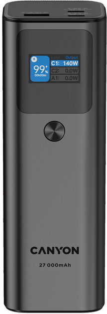 Powerbank Canyon PB-2010 TFT PD140W 27000 mAh Dark Grey (CNE-CPB2010DG) - obraz 1