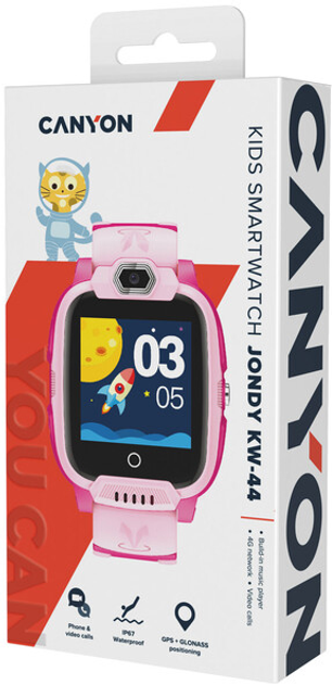 Smartwatch dla dzieci Canyon Jondy KW-44 Kids 4G Camera GPS Wi-Fi Music Pink (CNE-KW44PP) - obraz 4
