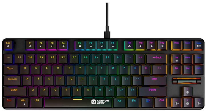 Клавіатура дротова Canyon Cometstrike GK-50 RGB TKL USB Black (CND-SKB50-US) - зображення 1